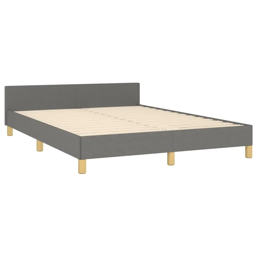 Double Bed Frame with Grey Fabric Headboard