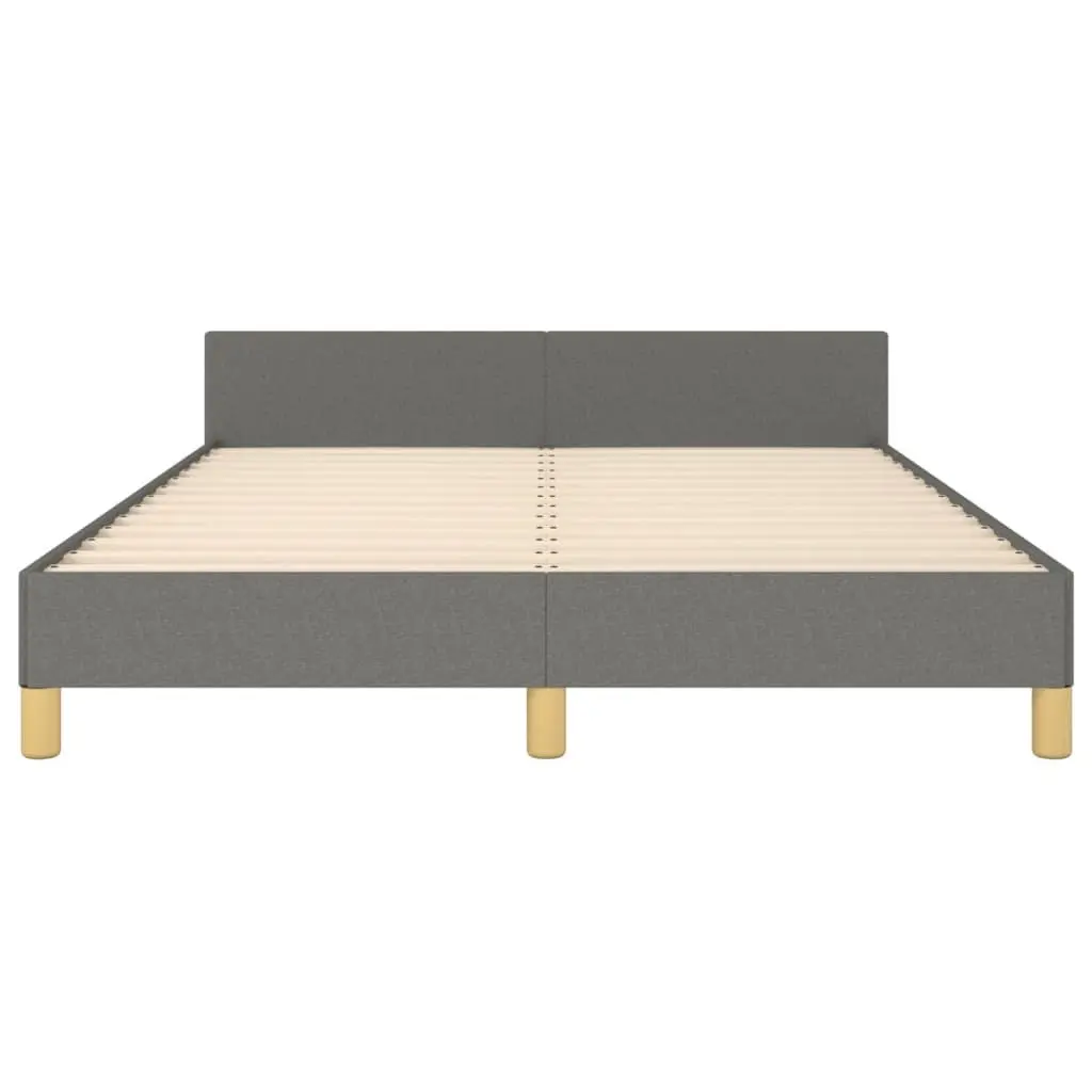 Double Bed Frame with Grey Fabric Headboard