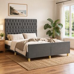 Your New Grey Fabric Double Bed Frame Awaits