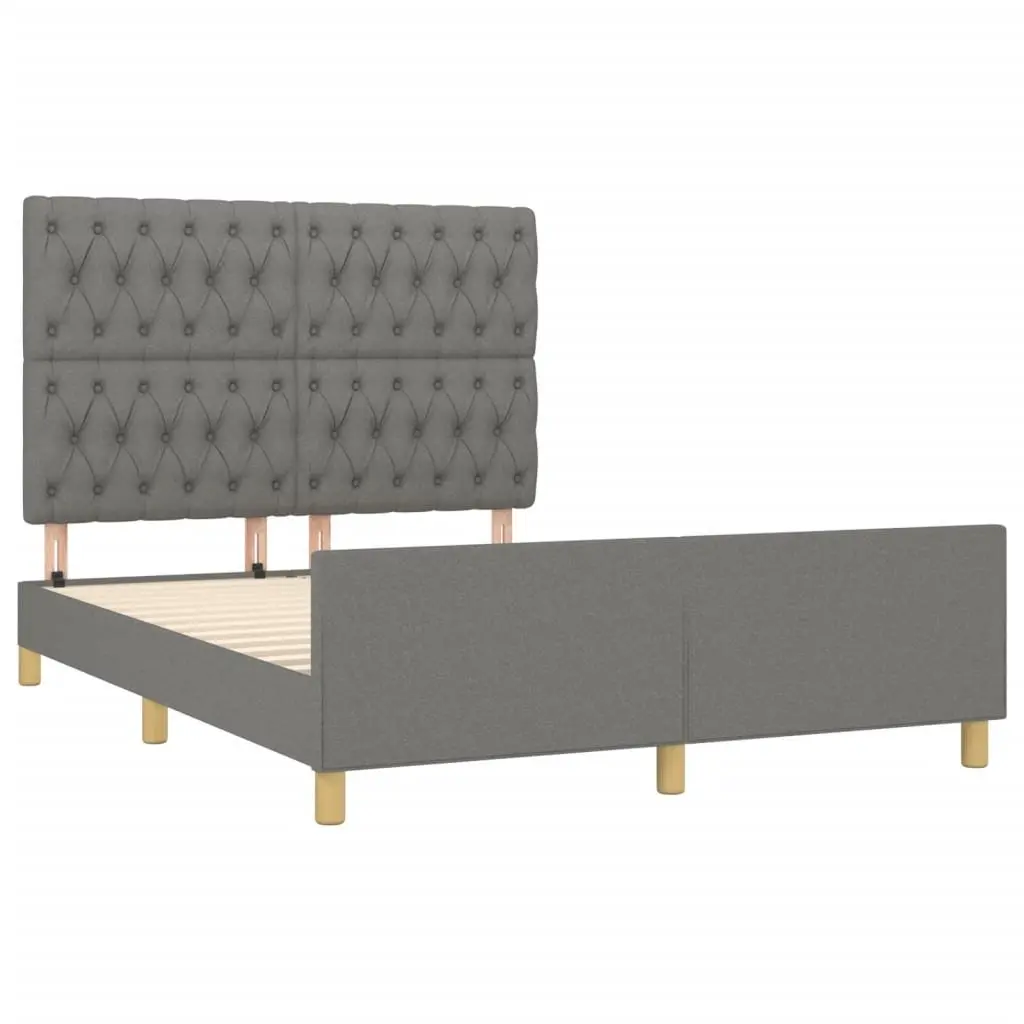 Grey Fabric Double Bed Frame