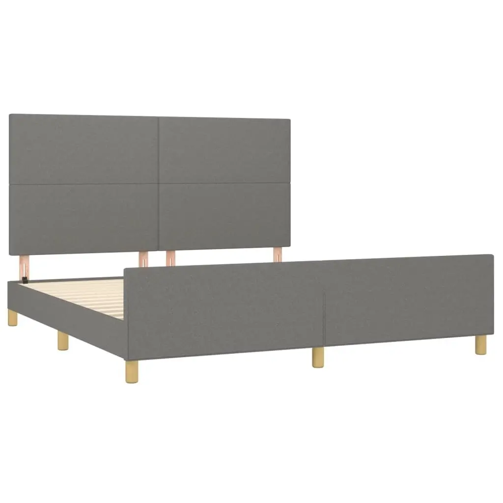 Queen Bed Frame Grey Fabric Adjustable Headboard 152x203cm