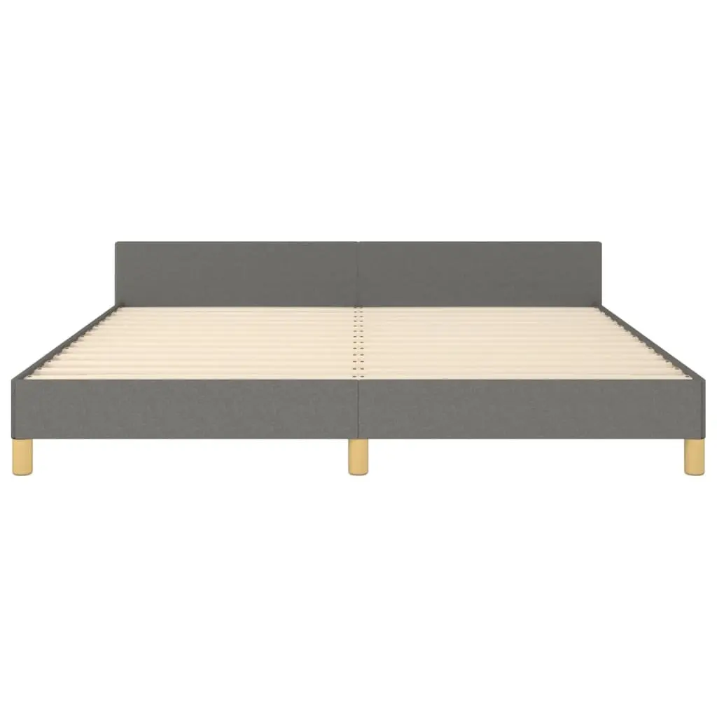 Queen Bed Frame Grey Fabric Adjustable Headboard 152x203cm