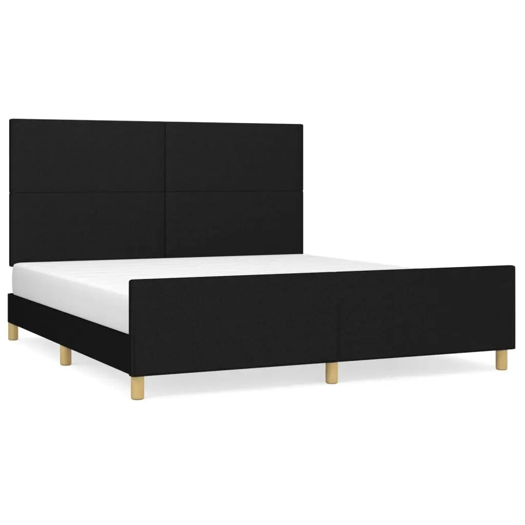 Queen Bed Frame with Headboard Black Fabric 152x203 cm Bedroom Furniture