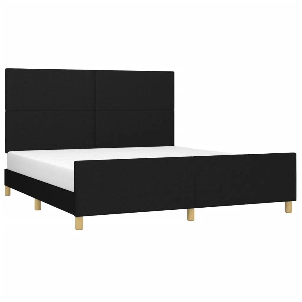 Queen Bed Frame with Headboard Black Fabric 152x203 cm Bedroom Furniture