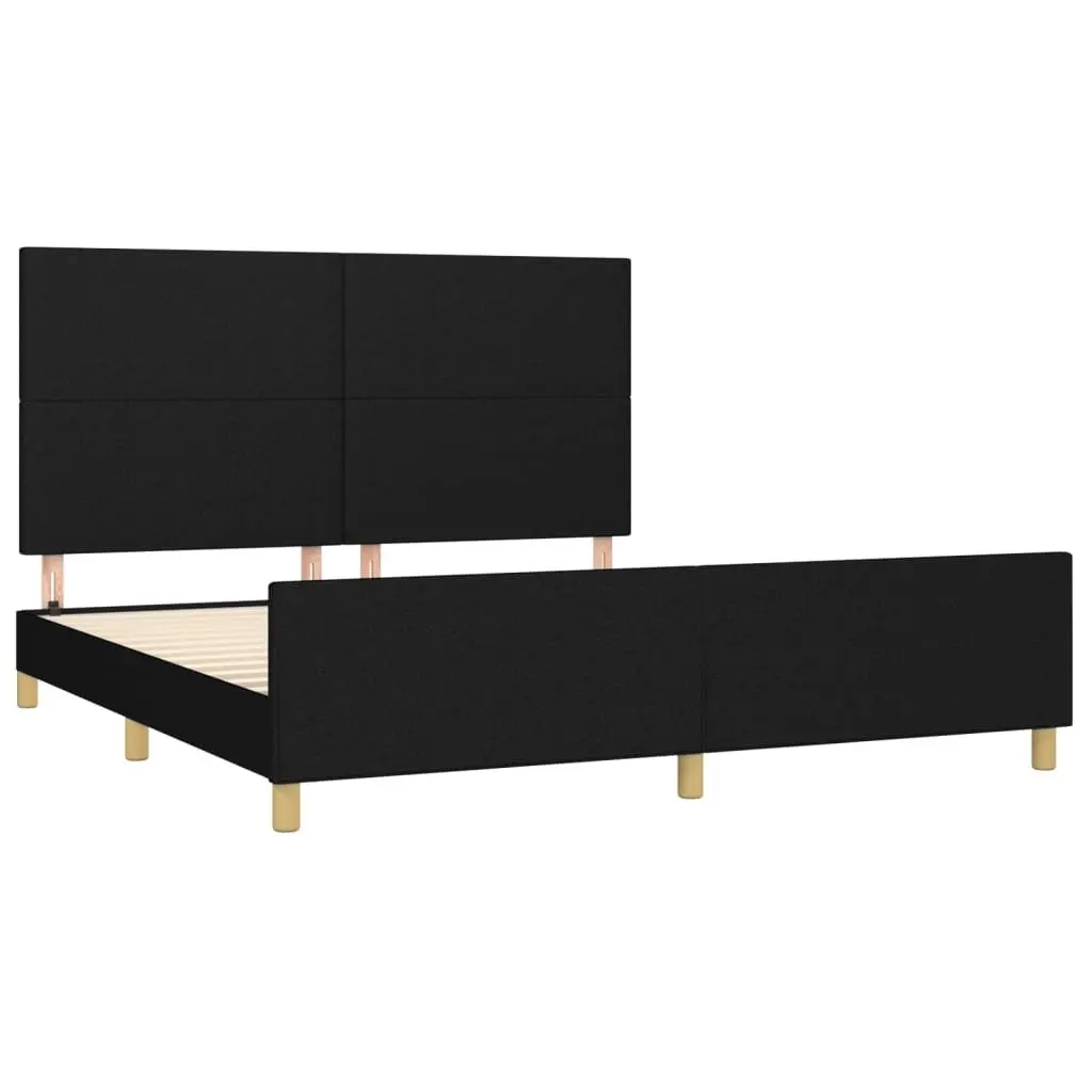 Queen Bed Frame with Headboard Black Fabric 152x203 cm Bedroom Furniture