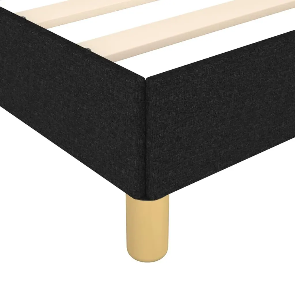 Queen Bed Frame 152x203 cm Black Fabric Headboard Slat Base Bedroom Furniture