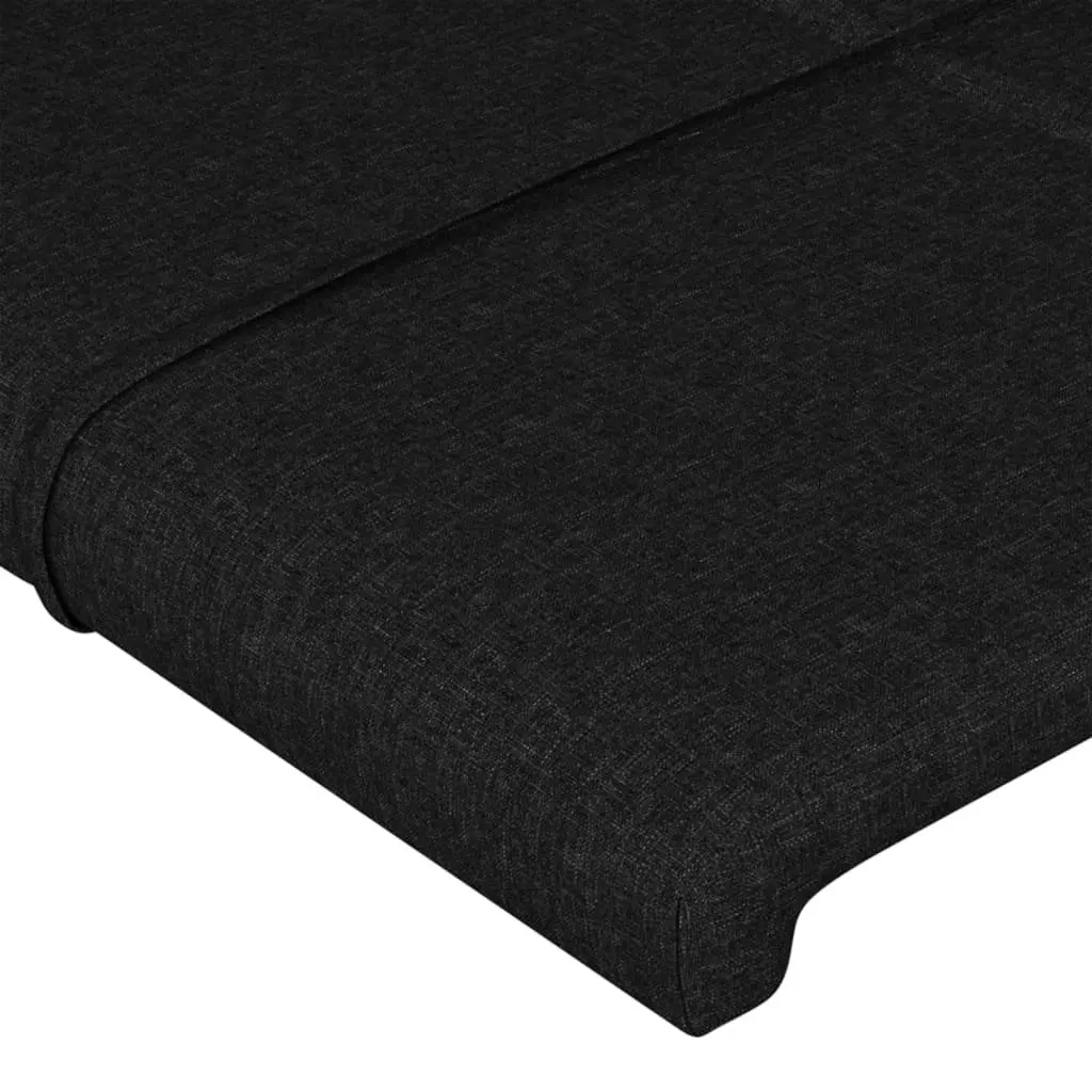 Queen Bed Frame 152x203 cm Black Fabric Headboard Slat Base Bedroom Furniture