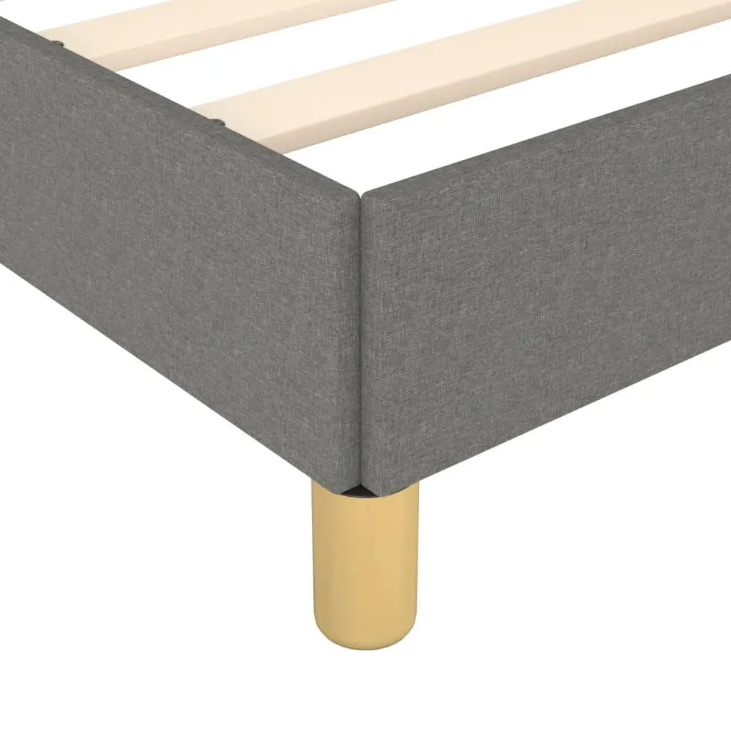 Queen Bed Frame Dark Grey Fabric Headboard Adjustable Height Plywood Slats
