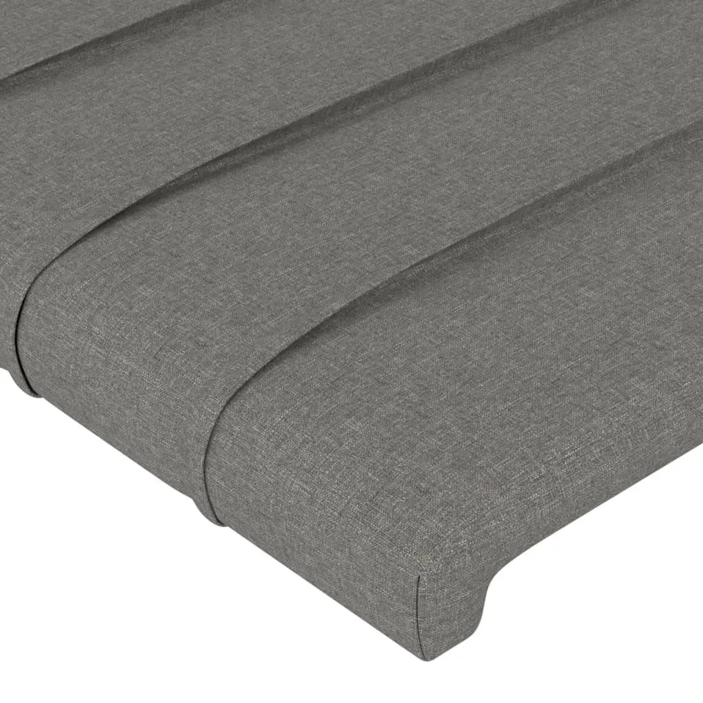Queen Bed Frame Dark Grey Fabric Headboard Adjustable Height Plywood Slats