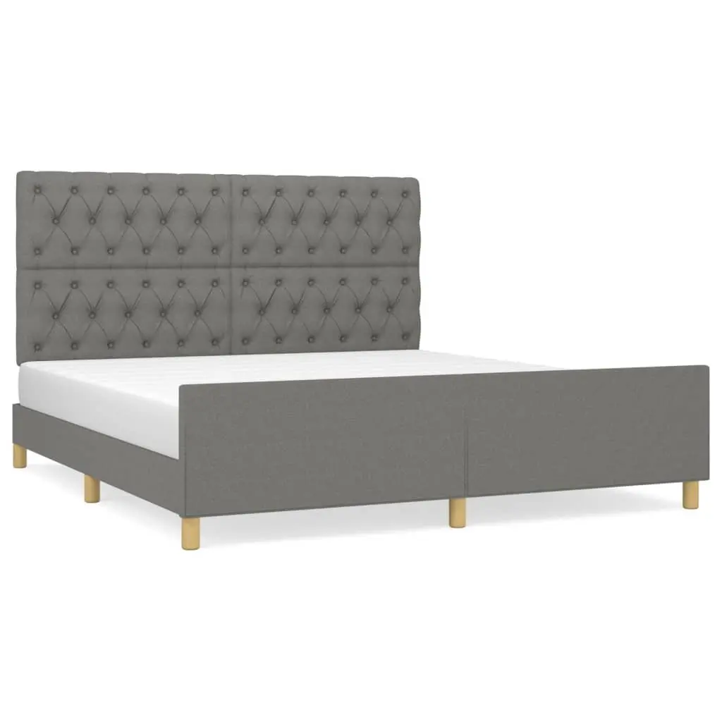 Grey Fabric Queen Bed Frame 152x203cm