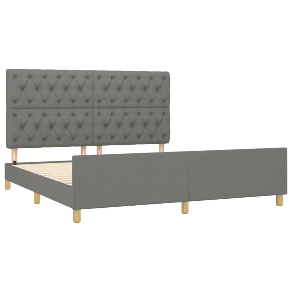 Grey Fabric Queen Bed Frame 152x203cm