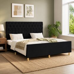 Your Cozy Black Fabric Queen Bed Frame Awaits