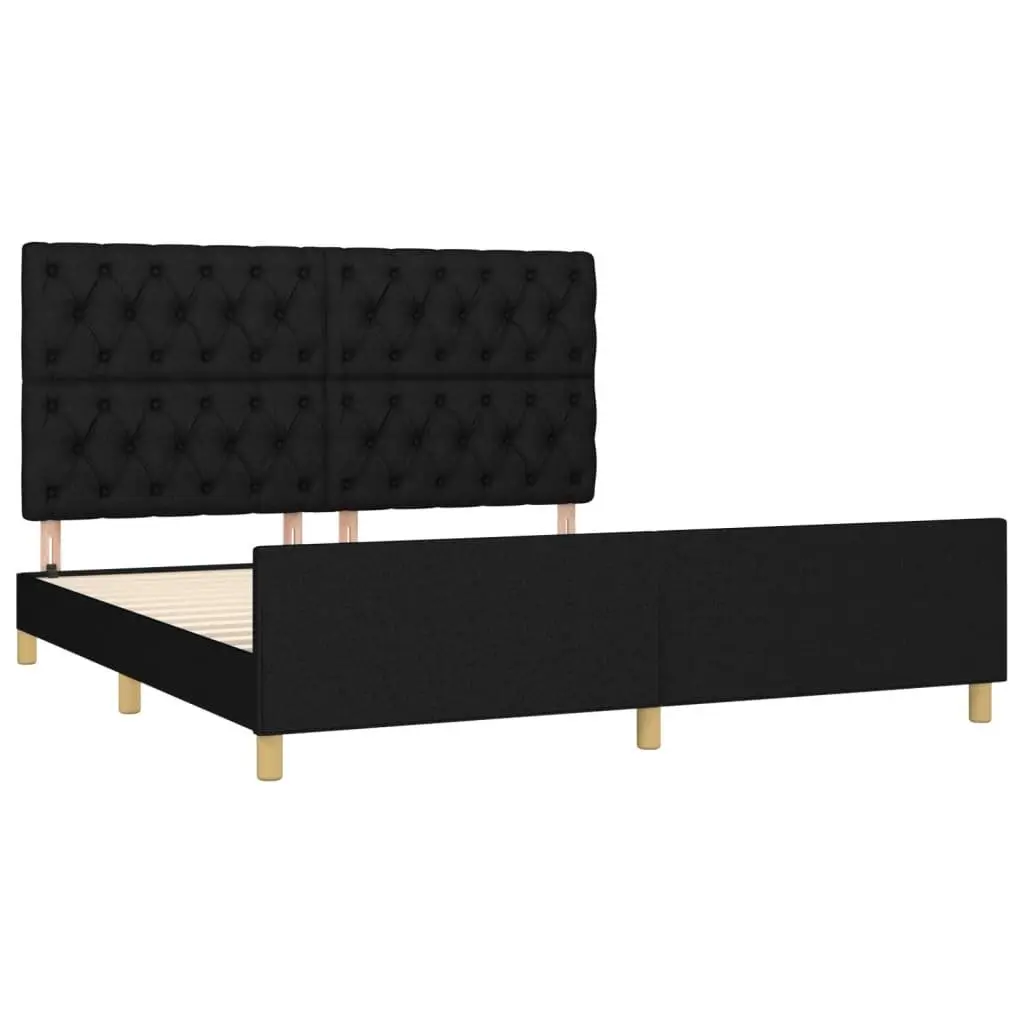 Queen Bed Frame with Headboard Black Fabric 152x203 cm Bedroom Furniture