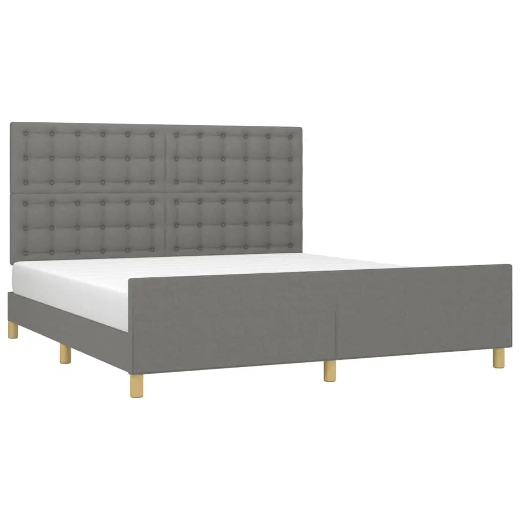 Queen Bed Frame Grey Fabric Upholstered 152x203cm