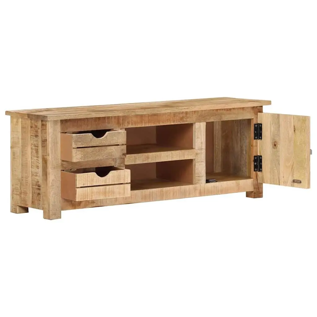 TV Cabinet Rustic Rough Mango Wood 110x30x40 cm with Drawers and Compartments