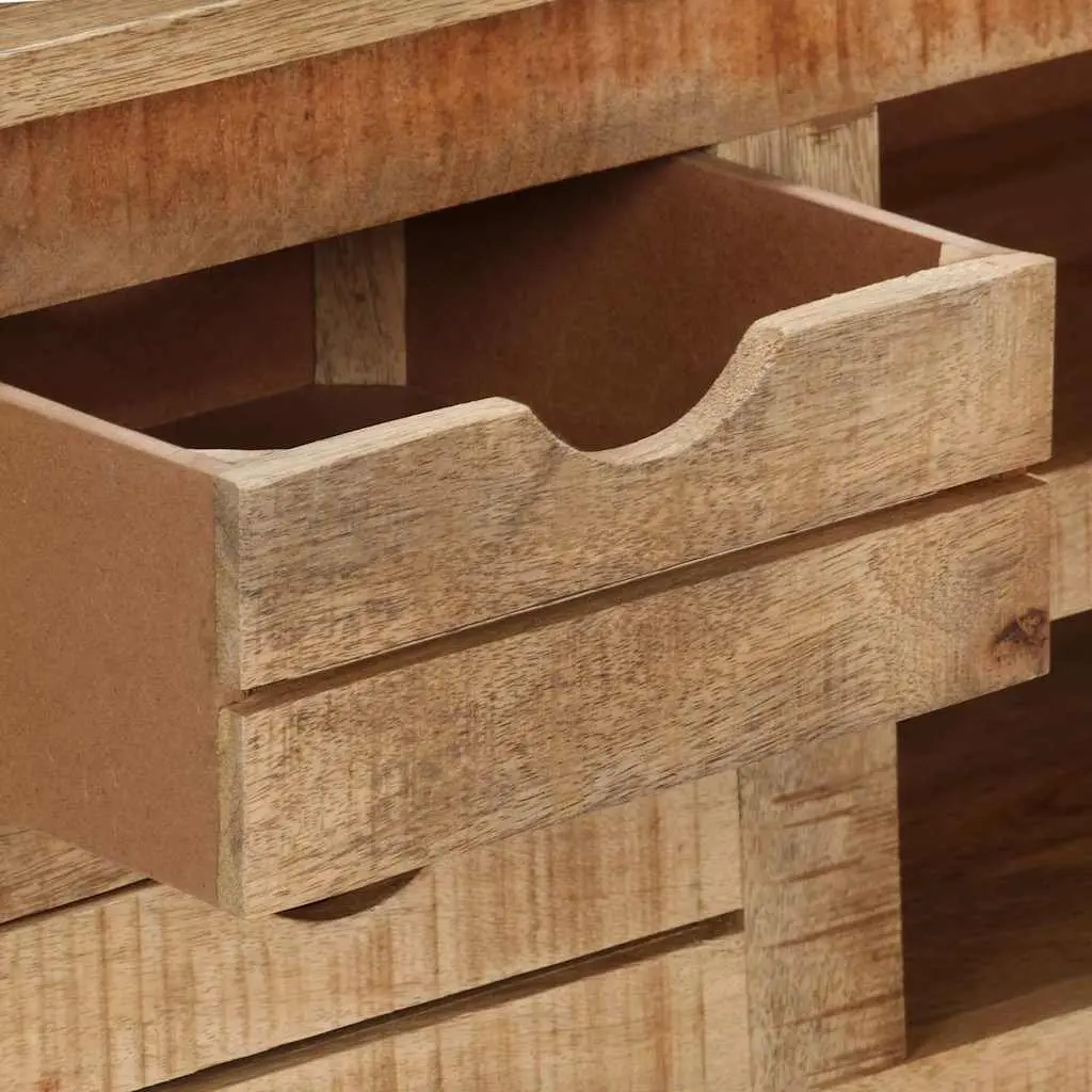 TV Cabinet Rustic Rough Mango Wood 110x30x40 cm with Drawers and Compartments