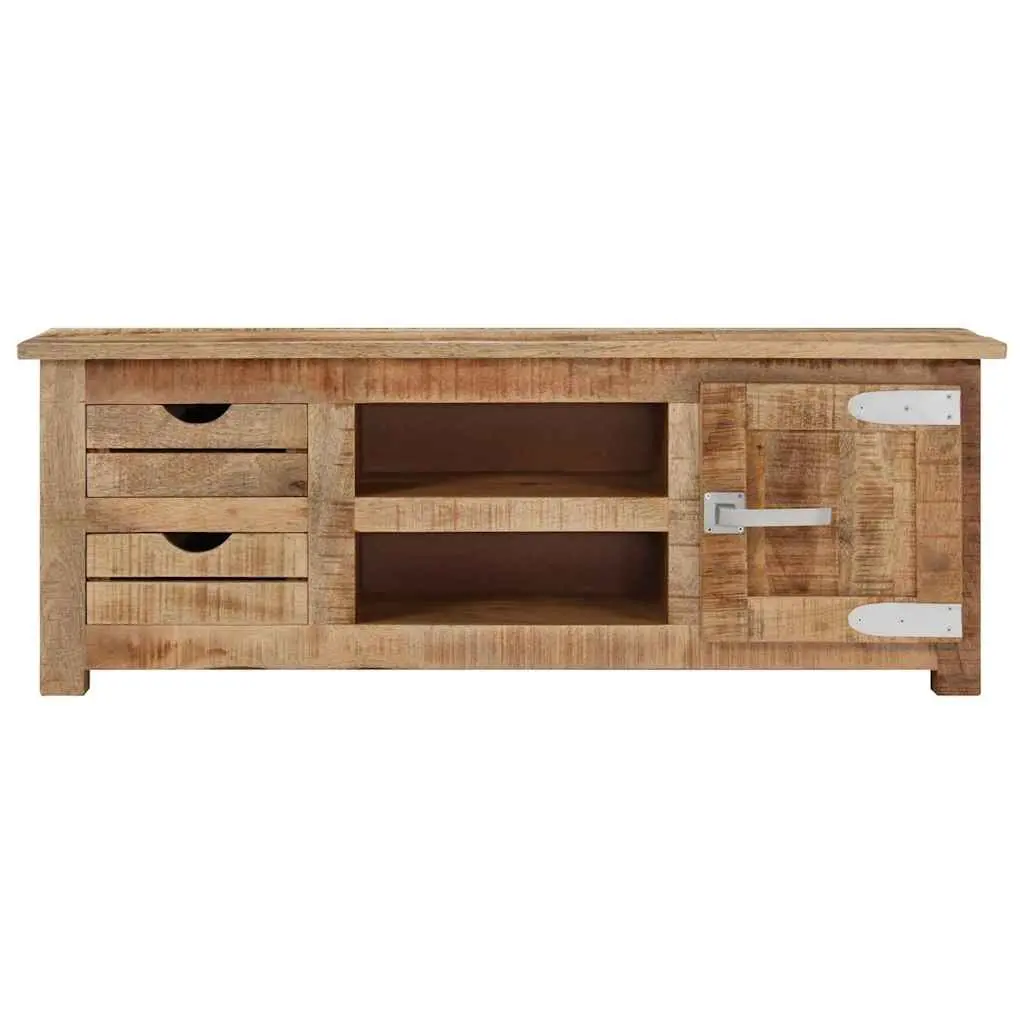 TV Cabinet Rustic Rough Mango Wood 110x30x40 cm with Drawers and Compartments