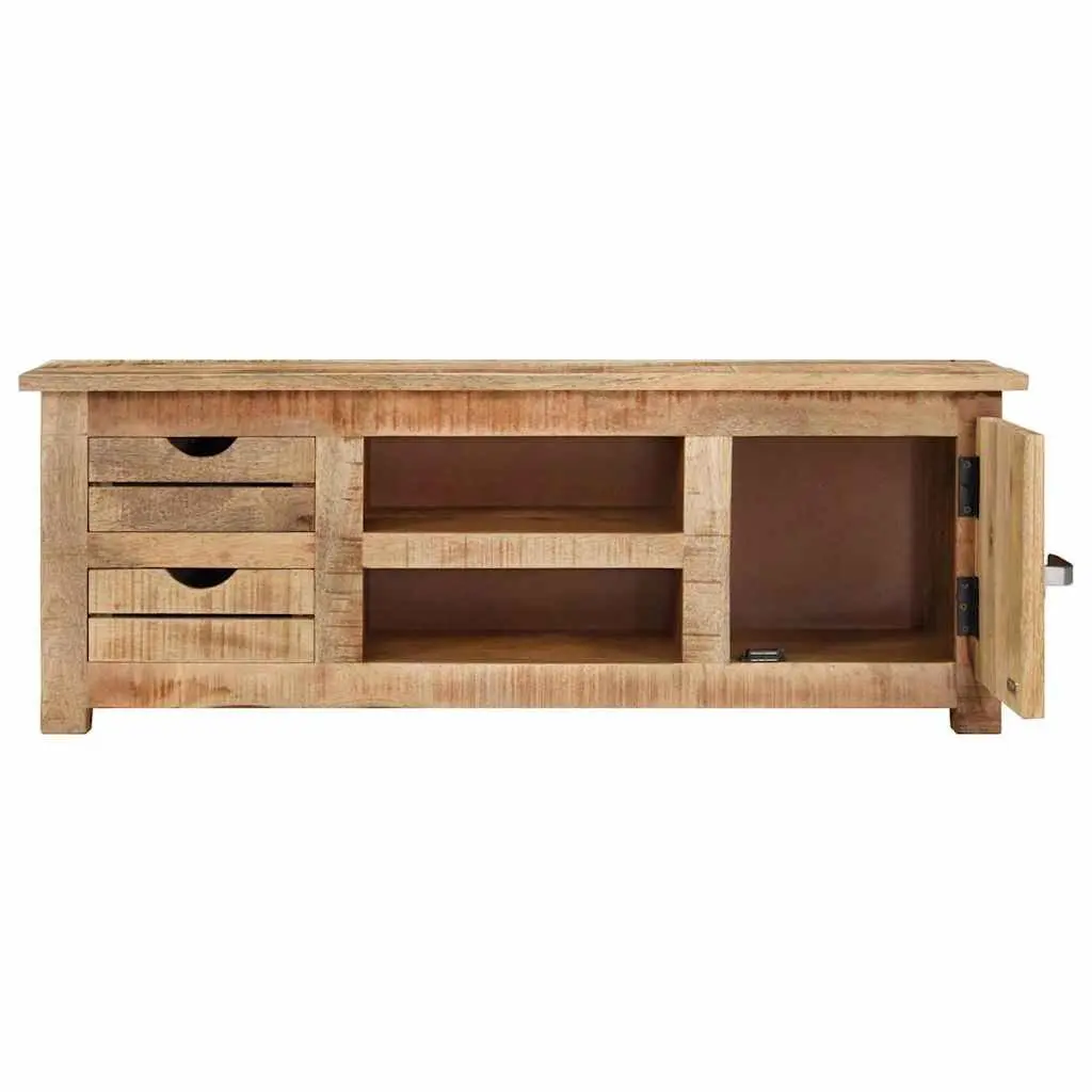 TV Cabinet Rustic Rough Mango Wood 110x30x40 cm with Drawers and Compartments