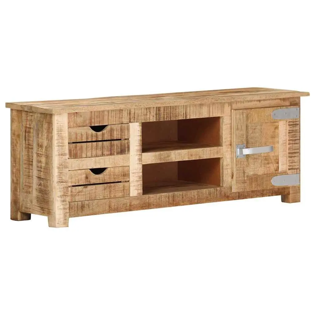 TV Cabinet Rustic Rough Mango Wood 110x30x40 cm with Drawers and Compartments