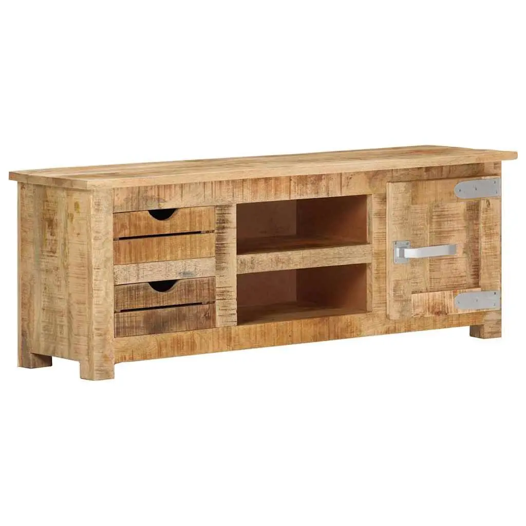 TV Cabinet Rustic Rough Mango Wood 110x30x40 cm with Drawers and Compartments