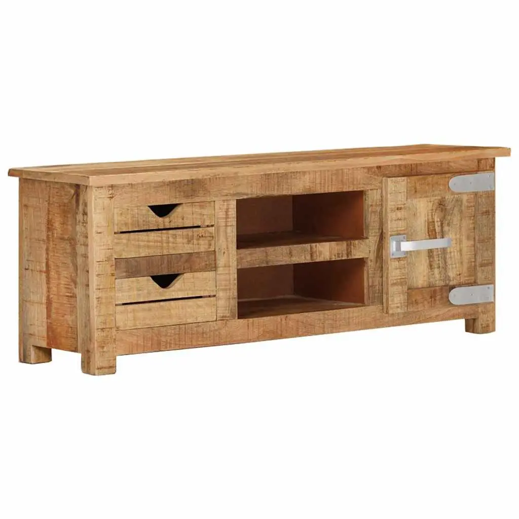 TV Cabinet Rustic Rough Mango Wood 110x30x40 cm with Drawers and Compartments