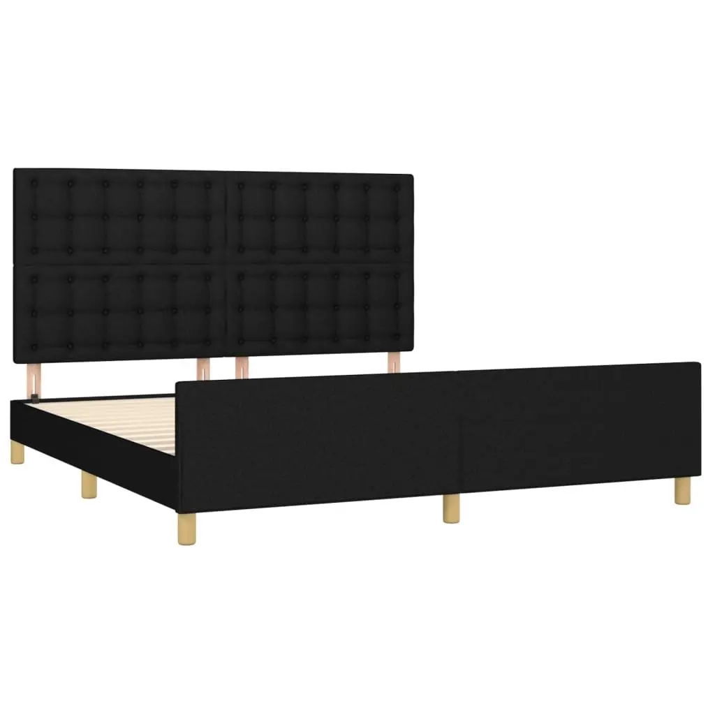 Queen Bed Frame Black Fabric Upholstered 152x203cm
