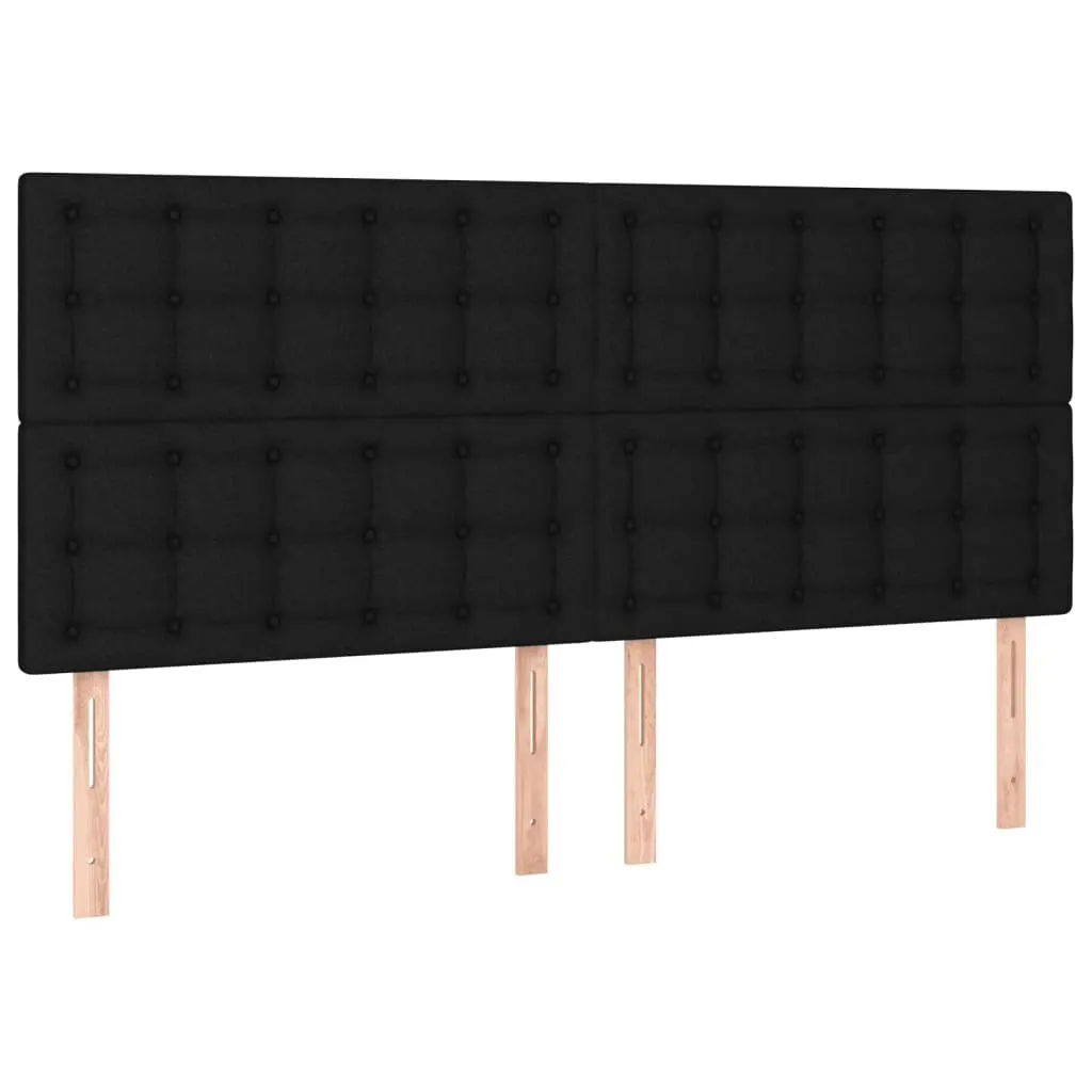 Queen Bed Frame Black Fabric Upholstered 152x203cm