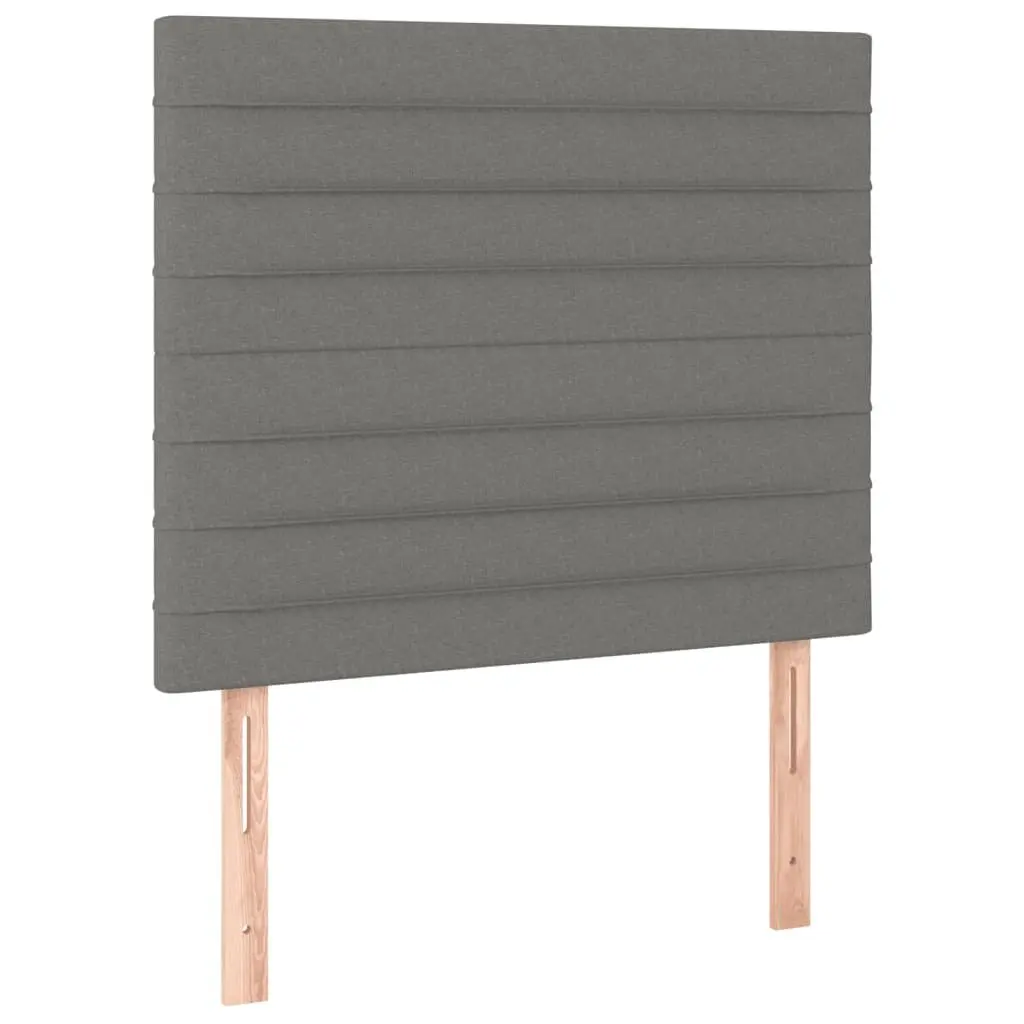 King Single Bed Frame Grey Fabric Headboard Adjustable Height Plywood Slats
