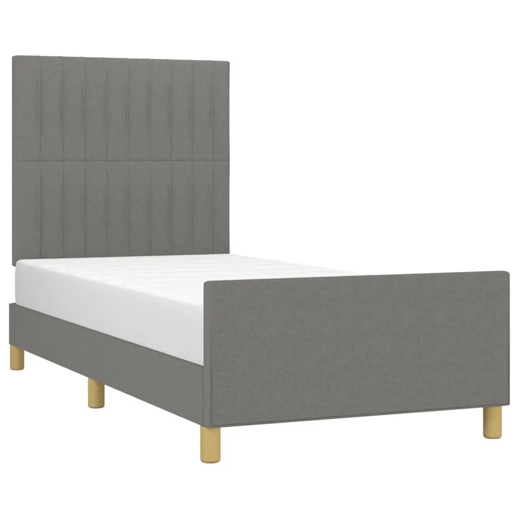 Bed Frame Adjustable Grey Fabric King Single Size 107x203 cm