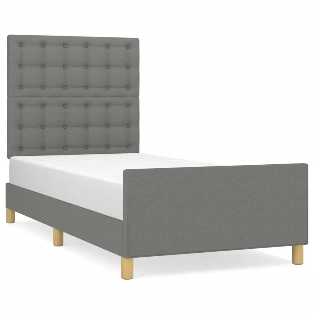 King Single Bed Frame Fabric Grey 107x203 cm