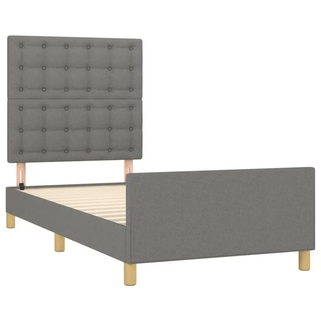King Single Bed Frame Fabric Grey 107x203 cm
