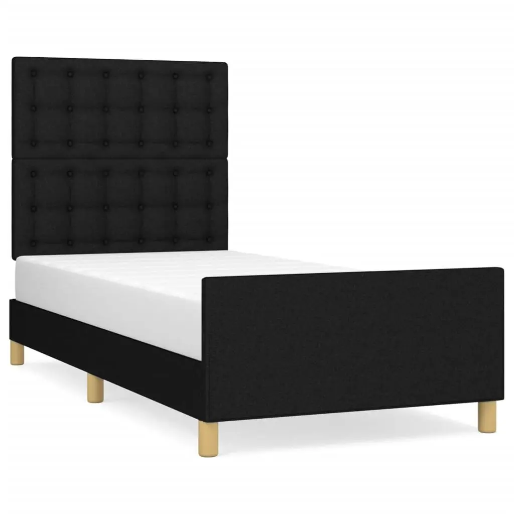 Bed Frame Fabric Headboard King Single Size 107x203 cm Black