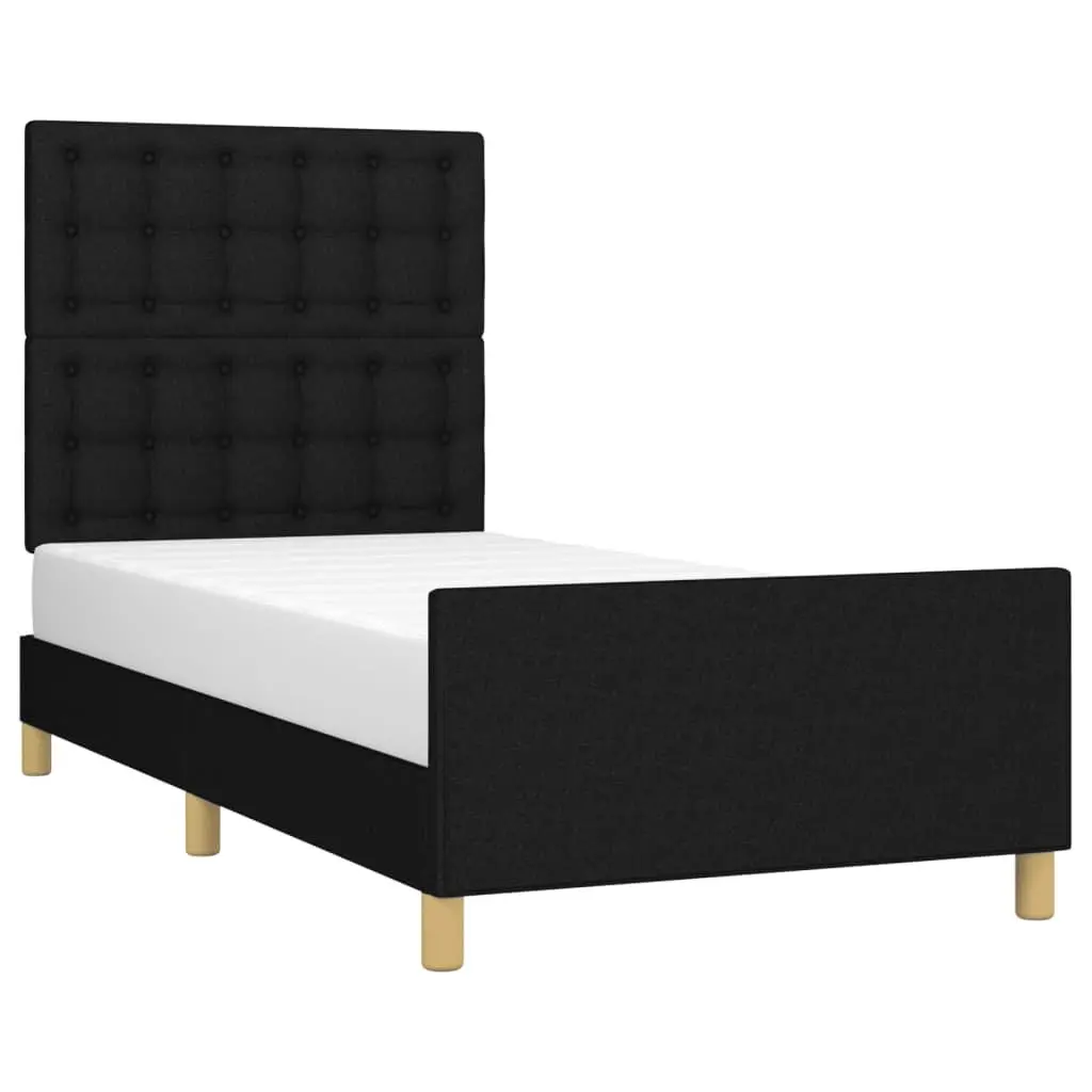 Bed Frame Fabric Headboard King Single Size 107x203 cm Black