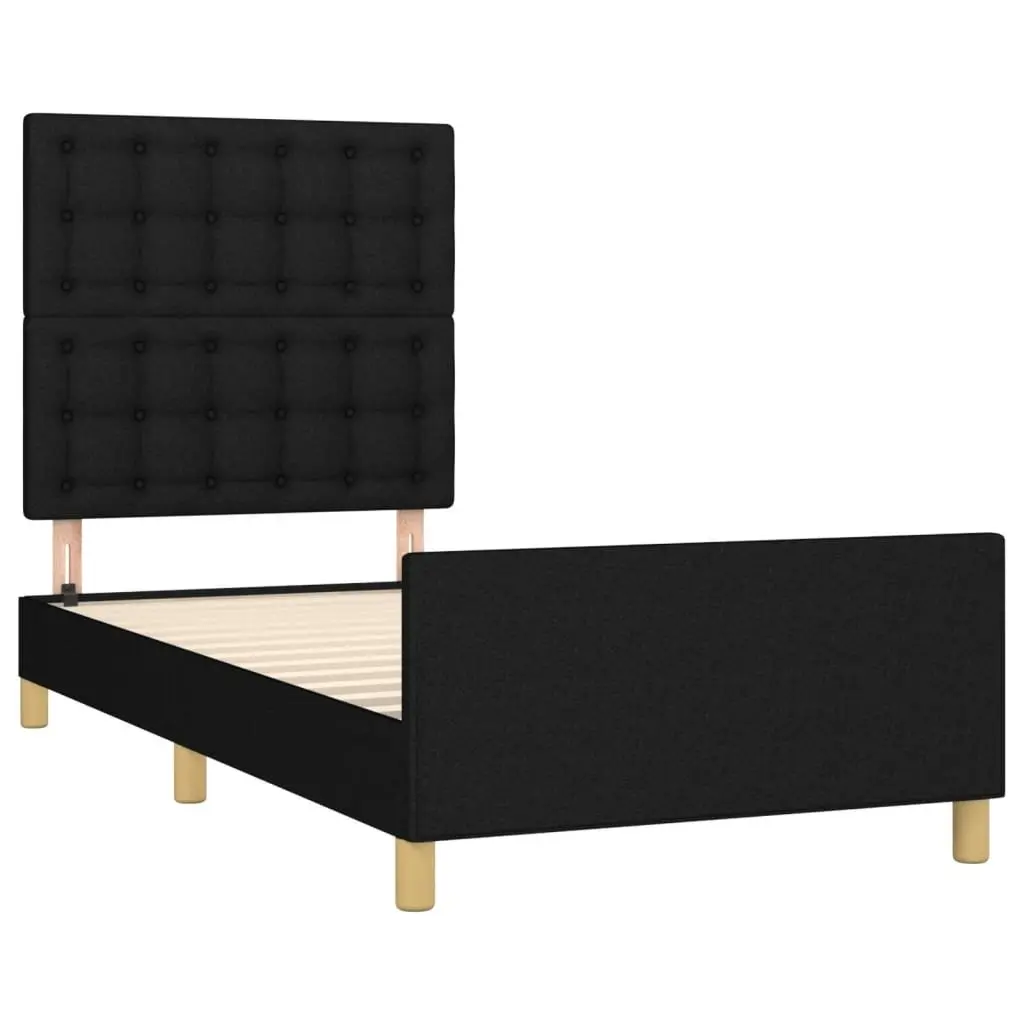 Bed Frame Fabric Headboard King Single Size 107x203 cm Black
