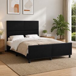 Your Ideal Double Bed Frame with Headboard 137x187cm in Black
