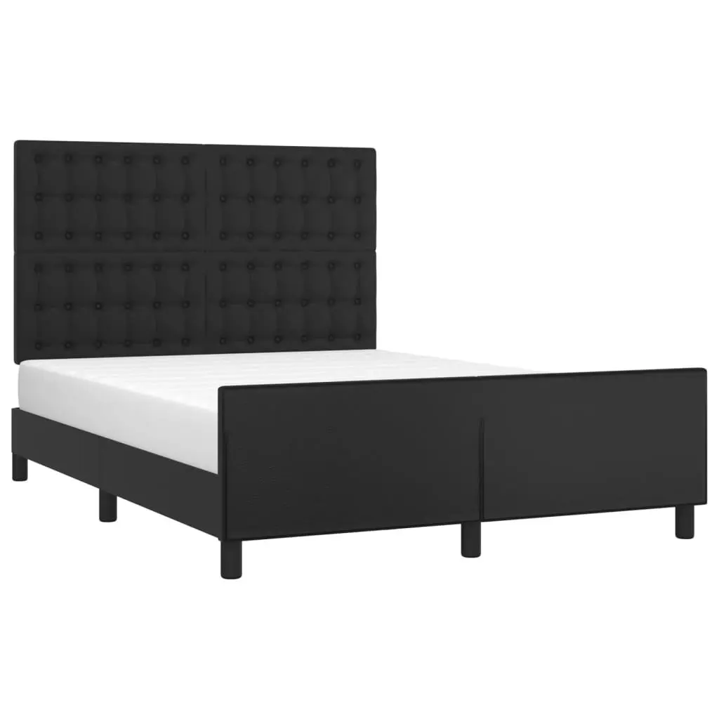Double Bed Frame Black Faux Leather Headboard 137x187cm
