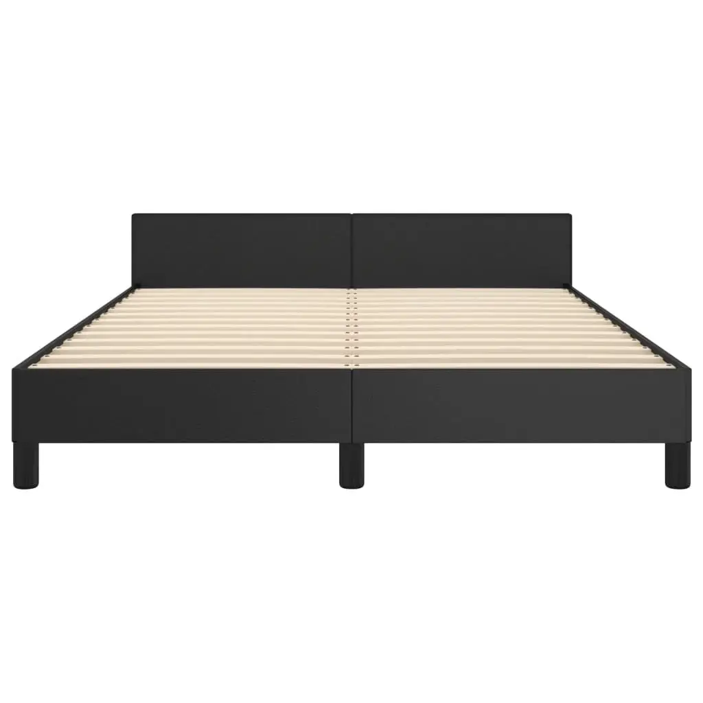 Double Bed Frame Black Faux Leather Headboard 137x187cm