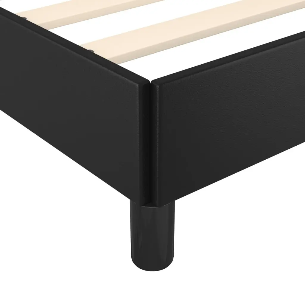 Queen Bed Frame Black Faux Leather Adjustable Height 152 x 203 cm