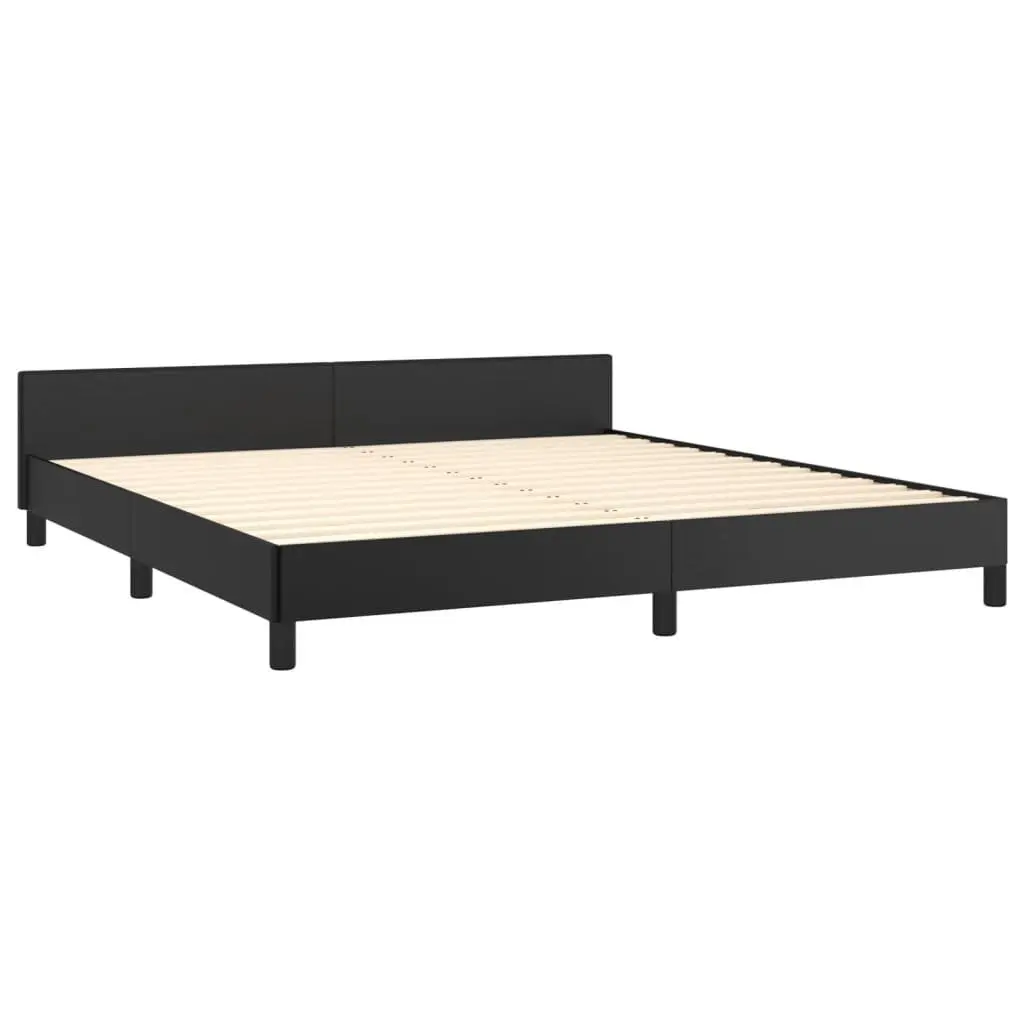 Queen Bed Frame Black Faux Leather Upholstered Headboard 152x203 cm