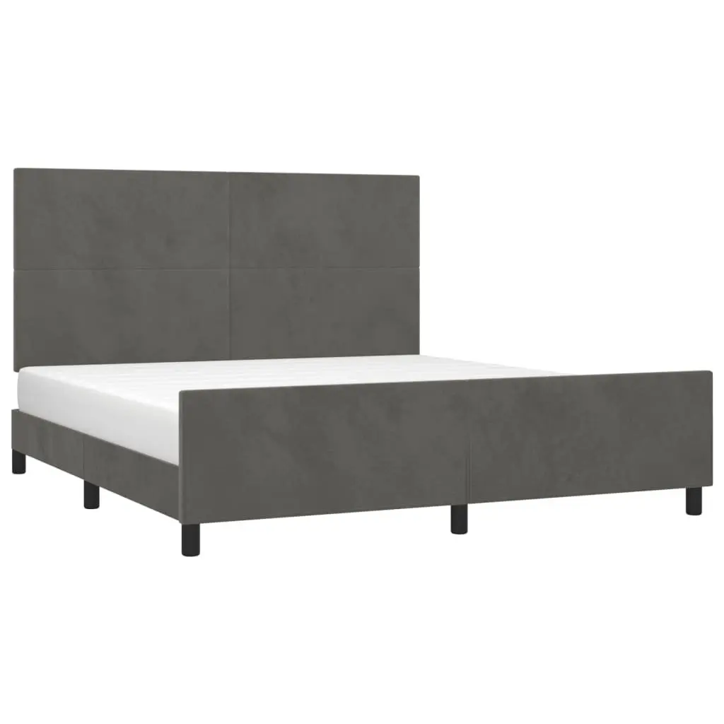 Dark Grey Velvet Queen Bed Frame