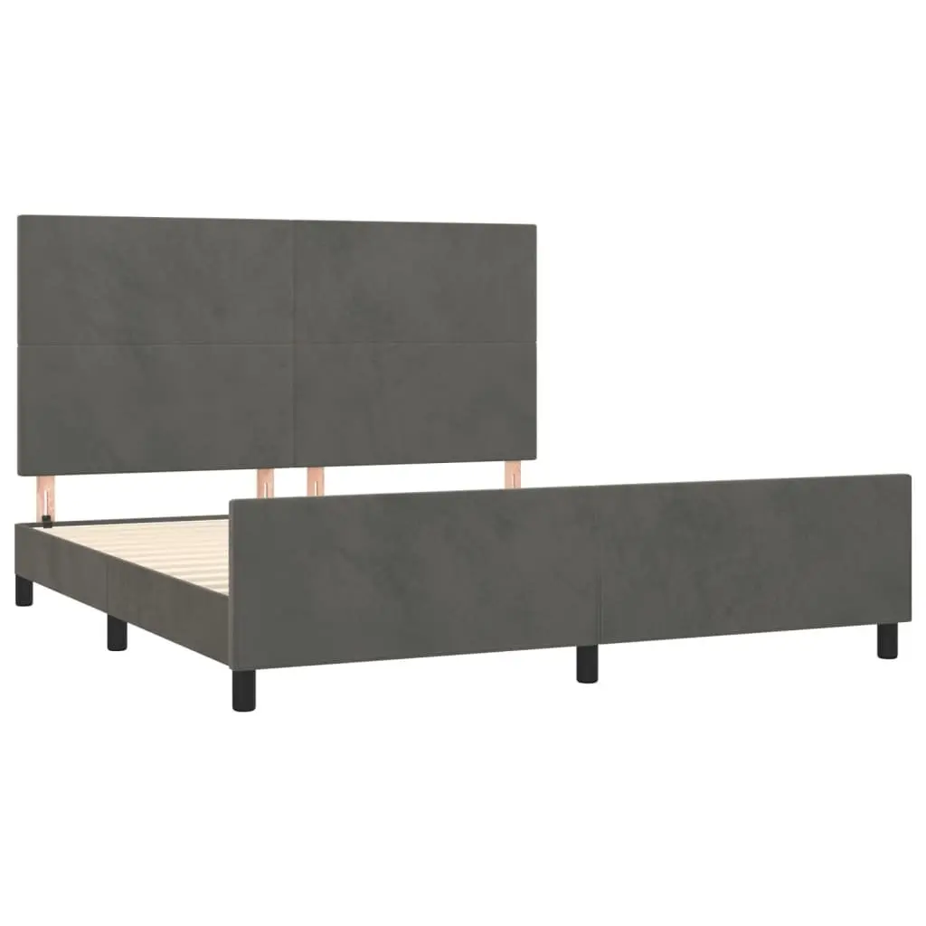Dark Grey Velvet Queen Bed Frame