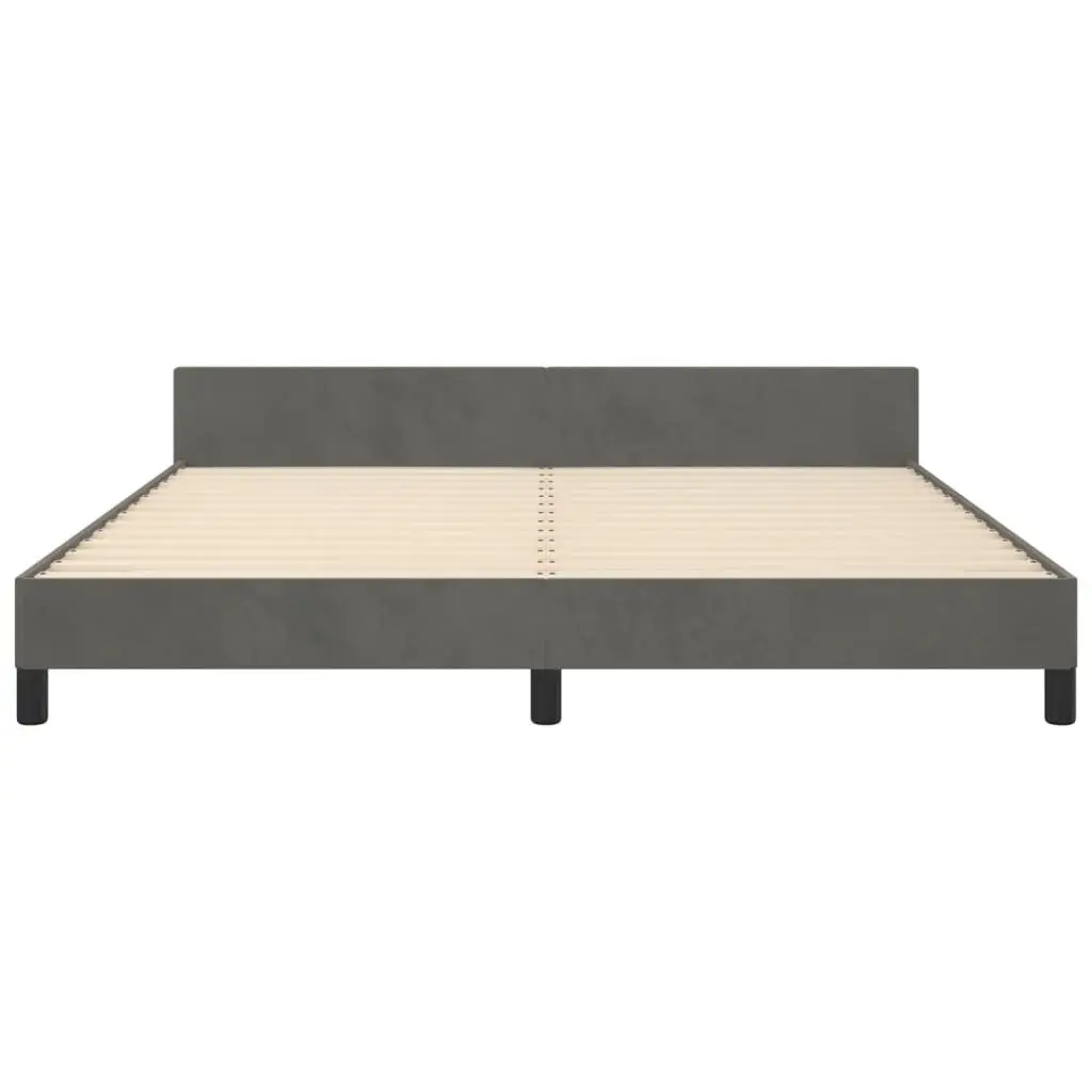 Dark Grey Velvet Queen Bed Frame