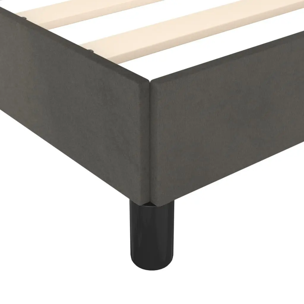 Queen Bed Frame Adjustable Headboard Velvet Upholstery Plywood Slats Sturdy Legs Dark Grey 152 x 203 cm