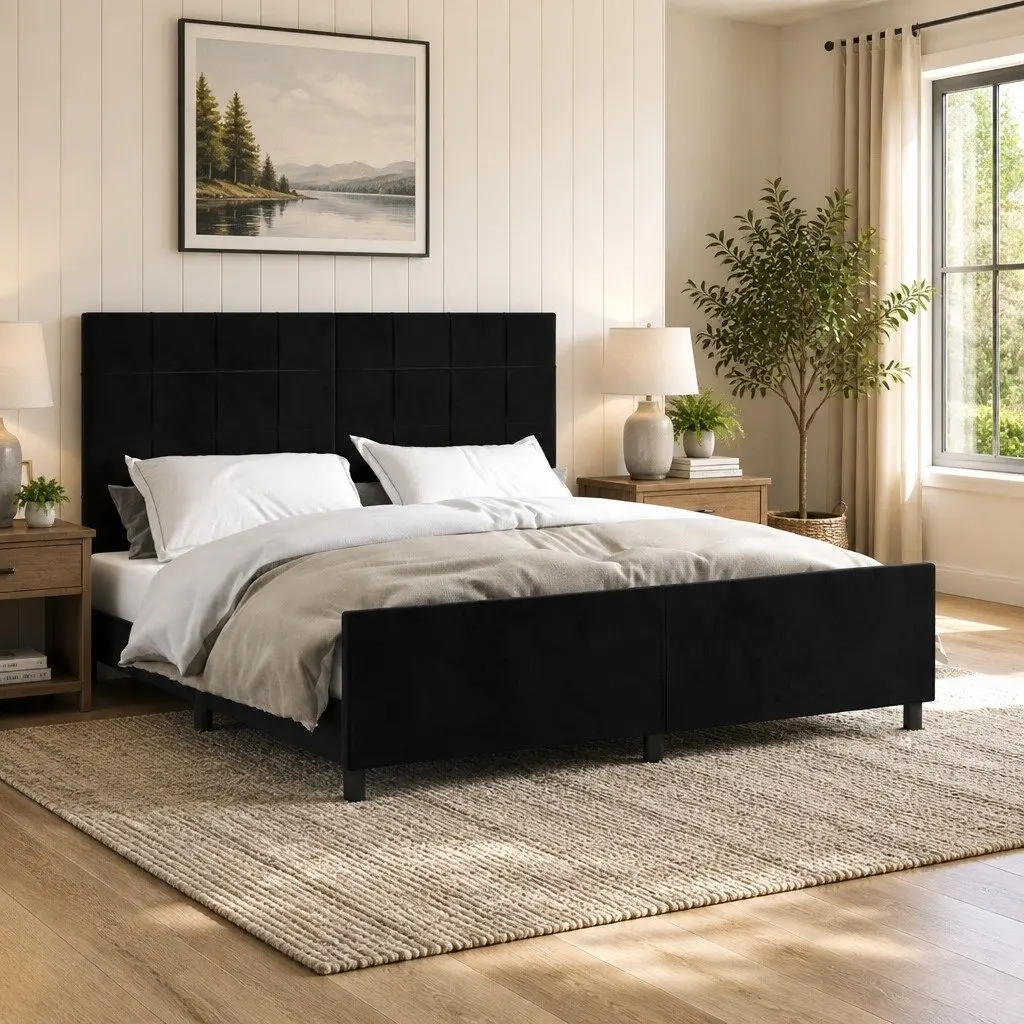 Black Velvet Queen Bed Frame
