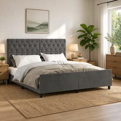 Create a Cozy Space with Dark Grey Velvet Queen Bed Frame