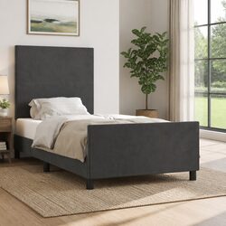 Your New King Single Bed Frame: Grey Velvet Style