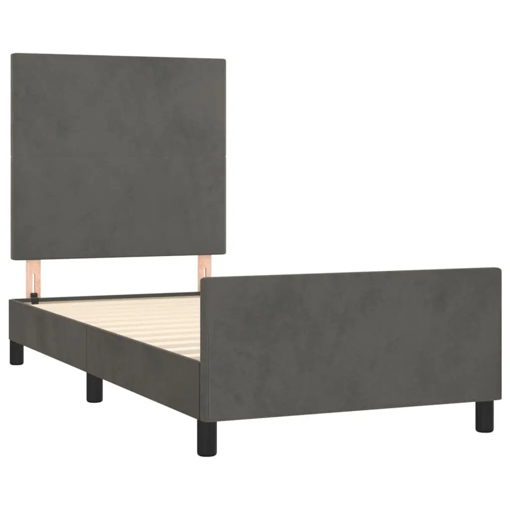 King Single Bed Frame Grey Velvet 107x203cm