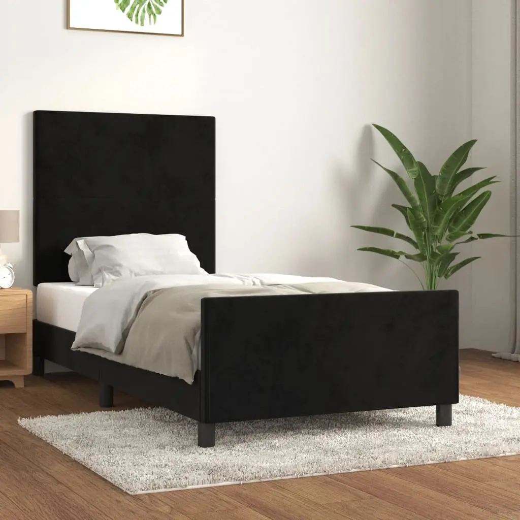 Black Velvet King Single Bed Frame