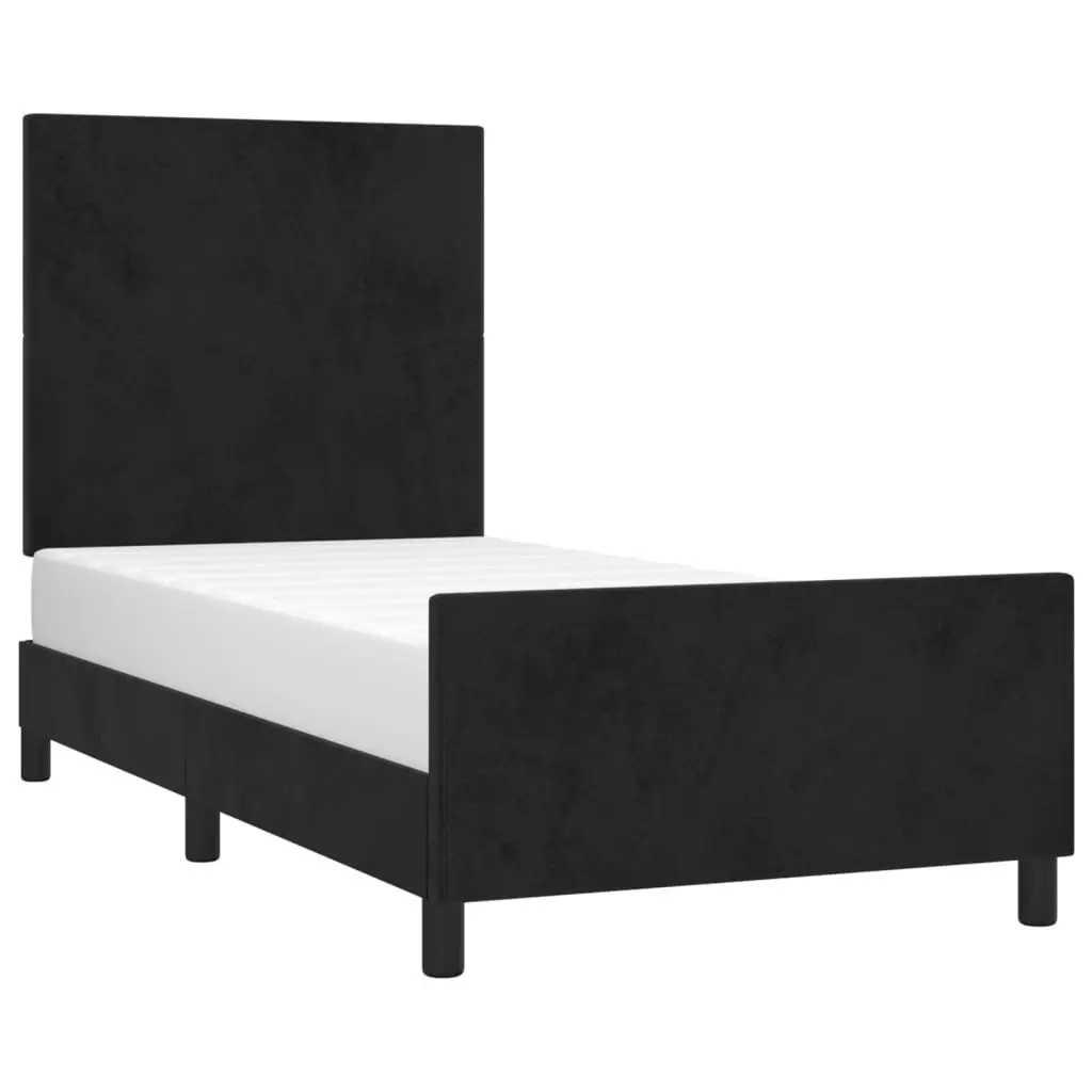 Black Velvet King Single Bed Frame