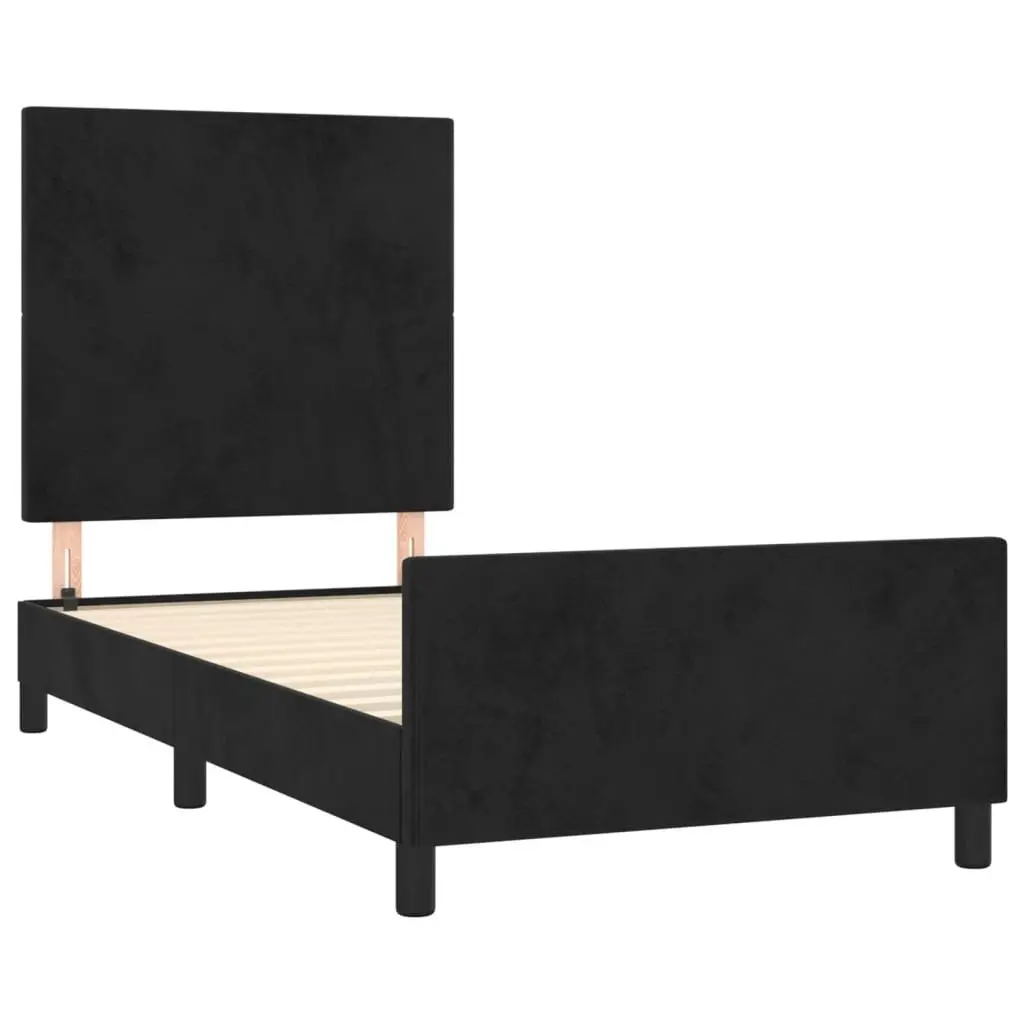 Black Velvet King Single Bed Frame